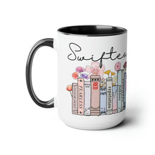 Load image into Gallery viewer, Swiftea Coffee Mug - Funny Cute Singer Taylor Album - Taylor Mug - 15 Ounce Pink Rim and Interior - Gift for Women and Girl Fans Merch