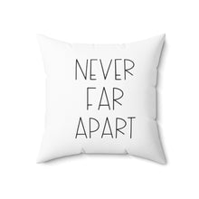 Load image into Gallery viewer, Personalized White Square Pillow - State and City Coordinates - Never Far Apart - Polyester Square Pillow - Best Friends Gift