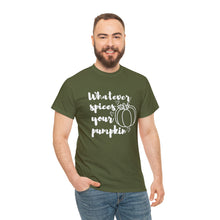 Load image into Gallery viewer, Whatever Spices Your Pumpkin Cotton Tee, Cute Fall Shirt, Ladie's Halloween Shirt, Fall Tee, Pumpkin T-Shirt, Orange Pumpkin T-Shirt, Tee