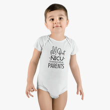 Load image into Gallery viewer, Baby Short Sleeve Onesie®, Peace Out NICU I'm Moving in with my parents