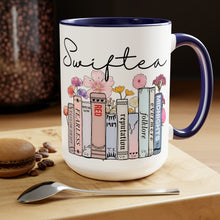 Load image into Gallery viewer, Swiftea Coffee Mug - Funny Cute Singer Taylor Album - Taylor Mug - 15 Ounce Pink Rim and Interior - Gift for Women and Girl Fans Merch