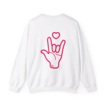Load image into Gallery viewer, Valentine's Sweatshirt - Love Heart Sweatshirt - ASL I love you - Cute Valentine's Sweater - Teacher Valentine's Shirt - Mom Valentine's