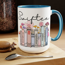 Load image into Gallery viewer, Swiftea Coffee Mug - Funny Cute Singer Taylor Album - Taylor Mug - 15 Ounce Pink Rim and Interior - Gift for Women and Girl Fans Merch