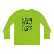 Load image into Gallery viewer, Youth Long Sleeve Tee, Chicken Nugs & Mama Hugs, Cute Kids Shirt, Gift for Kids, Funny Kids Shirt, Chicken Nuggets Shirt