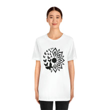 Load image into Gallery viewer, Sunflower Short Sleeve Tee, Butterfly Sunflower tshirt, Garden Shirt, Abstract Floral Shirt, Floral, Garden Tee, Sunflower Shirt, Sunflower tee