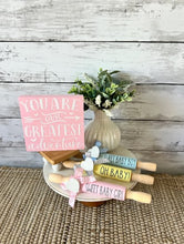 Load image into Gallery viewer, 7'' Baby tiered tray decor, mini rolling pin for tiered tray, Baby shower decor, nursery decor, baby shower tiered tray, its a girl, its a boy