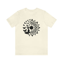 Load image into Gallery viewer, Sunflower Short Sleeve Tee, Butterfly Sunflower tshirt, Garden Shirt, Abstract Floral Shirt, Floral, Garden Tee, Sunflower Shirt, Sunflower tee
