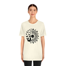 Load image into Gallery viewer, Sunflower Short Sleeve Tee, Butterfly Sunflower tshirt, Garden Shirt, Abstract Floral Shirt, Floral, Garden Tee, Sunflower Shirt, Sunflower tee