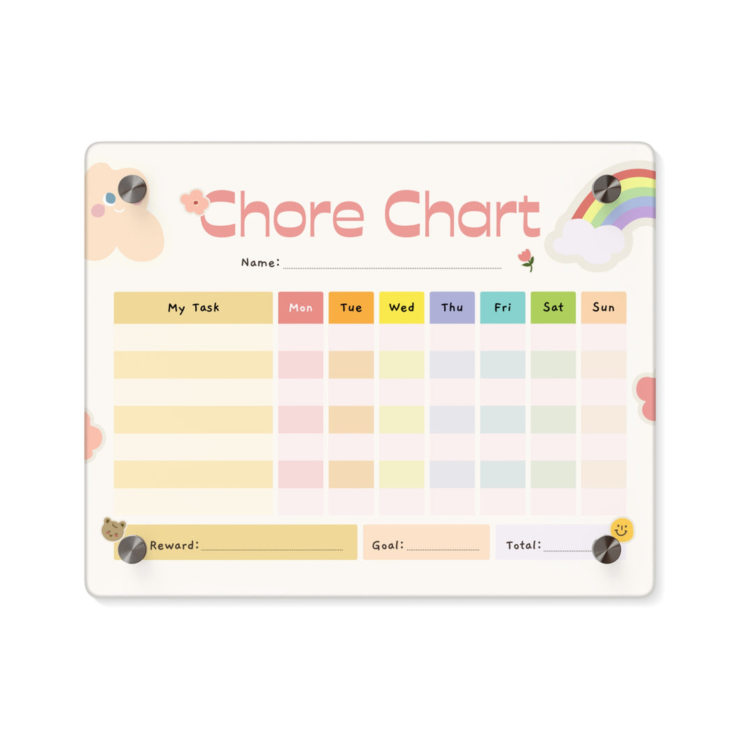 Personalized Acrylic Chore Chart | Customizable | 3 Sizes | Encourage Responsibility and Reward Progress | Young kids chore charts