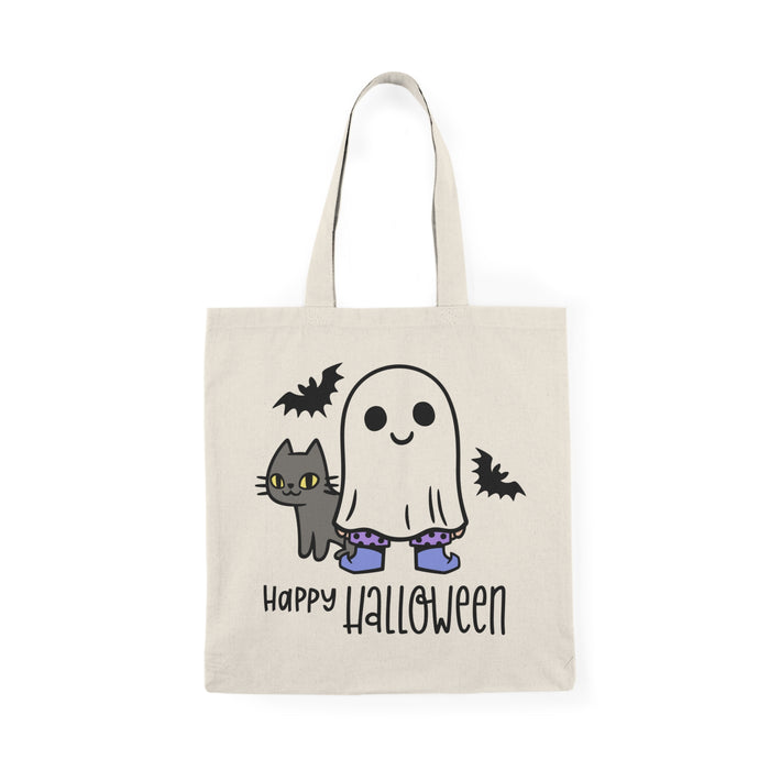 Halloween Trick or Treat Tote Bag, Girls Cute Ghost Trick or Treat Bag, Ghost and Kitten Halloween Bag, Cute Girls Candy Bag