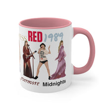 Load image into Gallery viewer, Taylor Coffee Mug - Eras Outfits, Singer Taylor Album - Taylor Mug - 11 Ounce Pink Rim and Interior - Gift for Women and Girl Fans Merch
