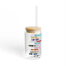 Load image into Gallery viewer, Sip in Style: Taylor &#39;s Album-Themed 16oz Sipper Glass, Friendship Bracelet Glass, Friendship Bracelet Album Title Glass for Swiftie Fans.
