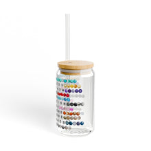 Load image into Gallery viewer, Sip in Style: Taylor &#39;s Album-Themed 16oz Sipper Glass, Friendship Bracelet Glass, Friendship Bracelet Album Title Glass for Swiftie Fans.
