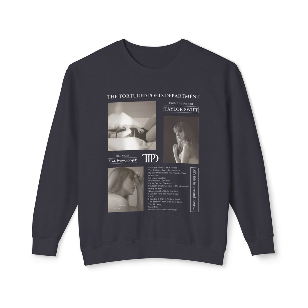 Taylor Tutored Poets Department Sweatshirt |Comfort Colors| Album Inspired Sweatshirt | woman's Crewneck Sweatshirt | TPD Merch