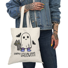 Load image into Gallery viewer, Halloween Trick or Treat Tote Bag, Girls Cute Ghost Trick or Treat Bag, Ghost and Kitten Halloween Bag, Cute Girls Candy Bag
