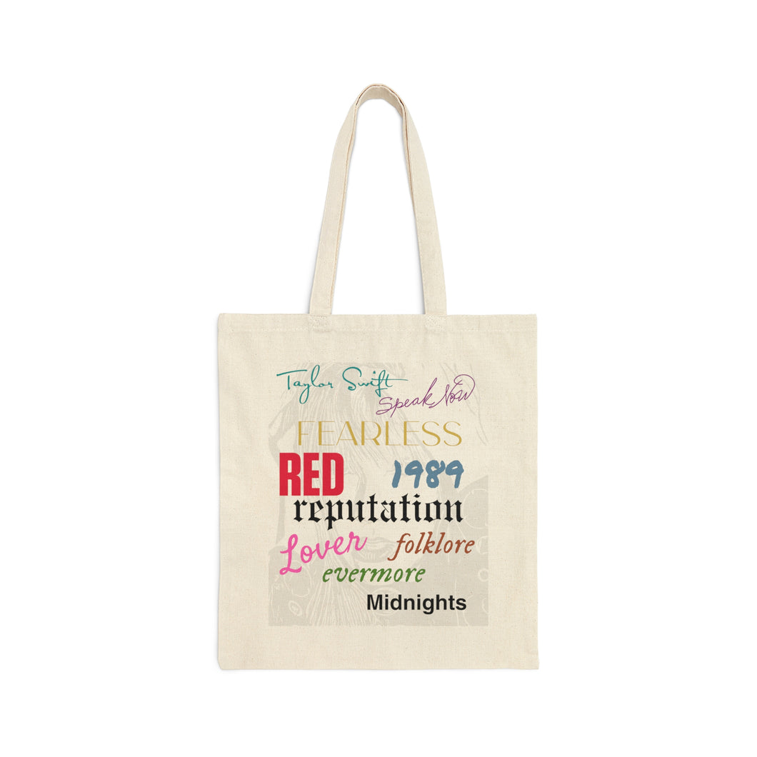 Taylor Swift Midnights, Reputation, 1989, Fearless, Lover, Folklore, Evermore, Speak Now,Red Taylor's Version Canvas Cotton Tote Bag