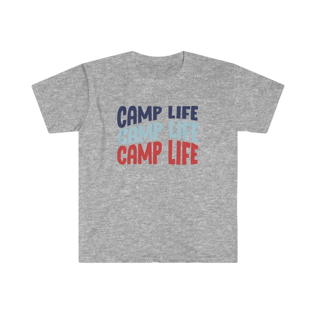 Camp Life Softstyle T-Shirt, Camping T-shirt, Tent Camping, Camper Life, Campground T-Shirt, Camping Outdoors Tee, Camper Tee, Camping