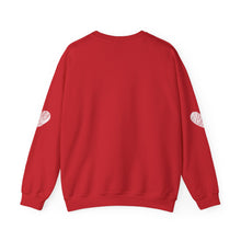 Load image into Gallery viewer, Valentine&#39;s Sweatshirt - Love Heart Sweatshirt - Heart Arm Patches - Cute Valentine&#39;s Sweater - Teacher Valentine&#39;s Shirt - Mom Valentine&#39;s
