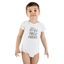 Load image into Gallery viewer, Baby Short Sleeve Onesie®, Peace Out NICU I&#39;m Moving in with my parents
