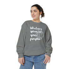 Load image into Gallery viewer, Whatever Spices Your Pumpkin, Comfort Colors Sweatshirt, Cute Fall Sweatshirt, Fall Sweatshirt, Pumpkin Fall Sweatshirt, Comfort Colors Fall
