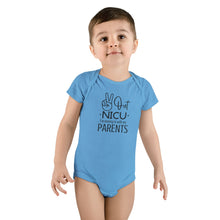 Load image into Gallery viewer, Baby Short Sleeve Onesie®, Peace Out NICU I&#39;m Moving in with my parents

