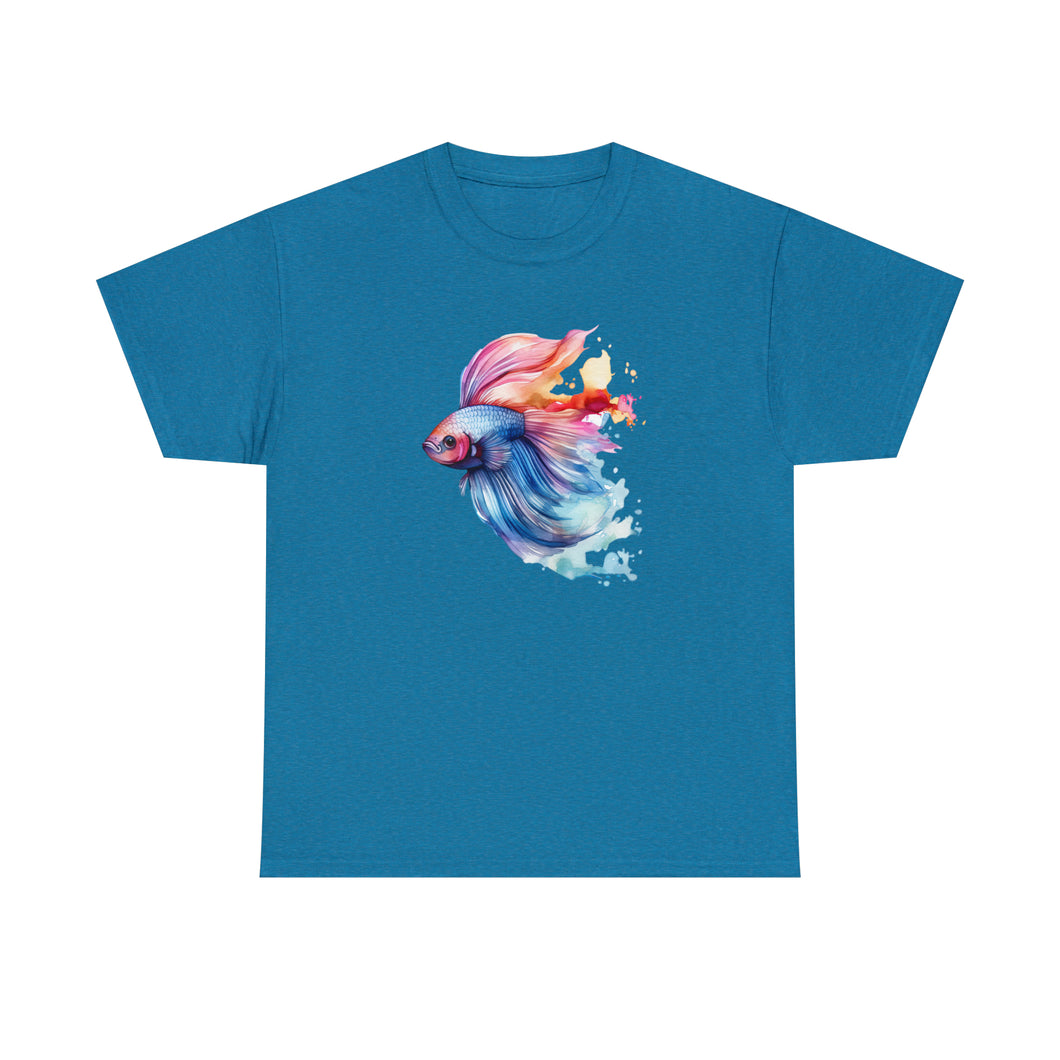 Betta Fish Cotton Tee. Betta Watercolor Tee, Betta Fish Tee, Watercolors T-shirt, Aquarium Fish Tshirt, Fish Hobbyist T-shirt, Betta Fish Keeper