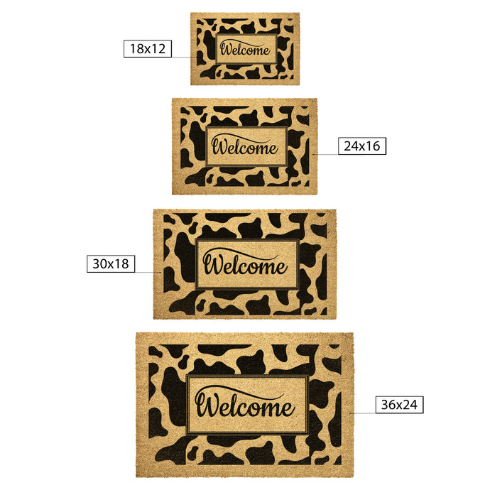 oho Cow Print Doormat | Boho Decor | Cow Print | Boho Rug | Welcome Front Door Mat | Outdoor Porch Decor | Welcome Doormat | Home Gifts
