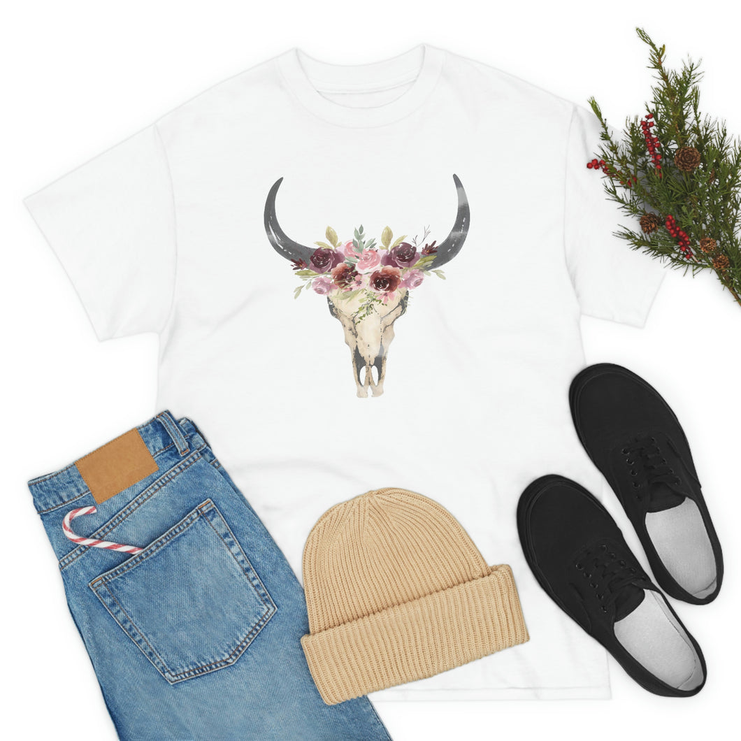 Boho Cow Skull Shirt, howdy shirt, Wild west Shirt, Western Graphic Tee, Cowgirl Shirt, Bull Skull Shirt, Southwest Shirt, Western Clothing