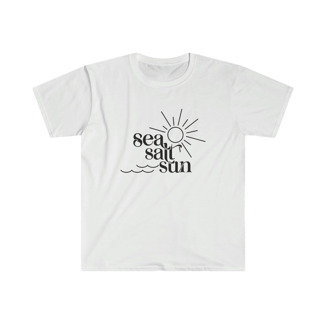 Sea Salt Sun Softstyle T-Shirt, Comfy Beach Shirt, Ladies Fun in the Sun Shirt