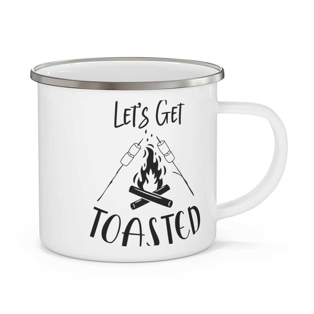 Enamel Camping Mug, Gift for Campers, Let's Get Toasted Camping Mug, Campers Mug