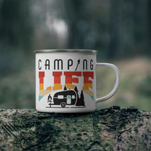 Load image into Gallery viewer, Enamel Camping Mug, Camping Mug, Campers Mug, Gift for Campers, Camping Life, Camping Coffee Mug
