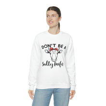 Load image into Gallery viewer, Salty Heifer Crewneck Sweatshirt, Cow Sweater, Funny Cow Sweatshirt
