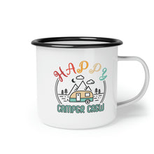 Load image into Gallery viewer, Enamel Camp Cup, Happy Camper Mug, Happy Camper, Camping Crew, Coffee Mug, Camping Coffee Mug, Camper Gift
