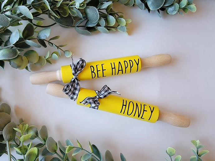 7'' Bee Mini Rolling Pins, Farmhouse Tier Decor