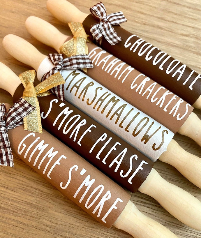 7” Chocolate & Smores Pins, Farmhouse Tier Decor