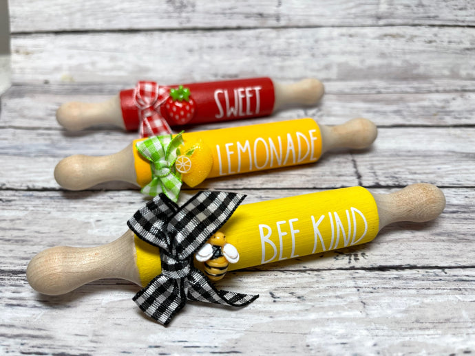 5'' Mini Farmhouse Rolling Pins, Farmhouse Tier Decor