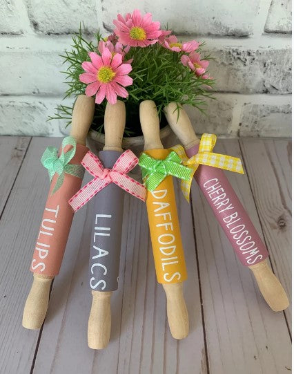 7'' Mini rolling pin for tiered tray, tiered tray decor, spring tiered tray, Spring home decor, farmhouse tray decor, easter tiered tray decor