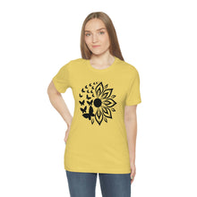Load image into Gallery viewer, Sunflower Short Sleeve Tee, Butterfly Sunflower tshirt, Garden Shirt, Abstract Floral Shirt, Floral, Garden Tee, Sunflower Shirt, Sunflower tee
