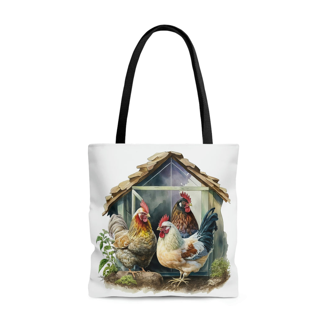 Chicken Tote Bag, Watercolor Chicken Tote Bag, Chicken Lover Tote Bag, Chicken Grocery Bag