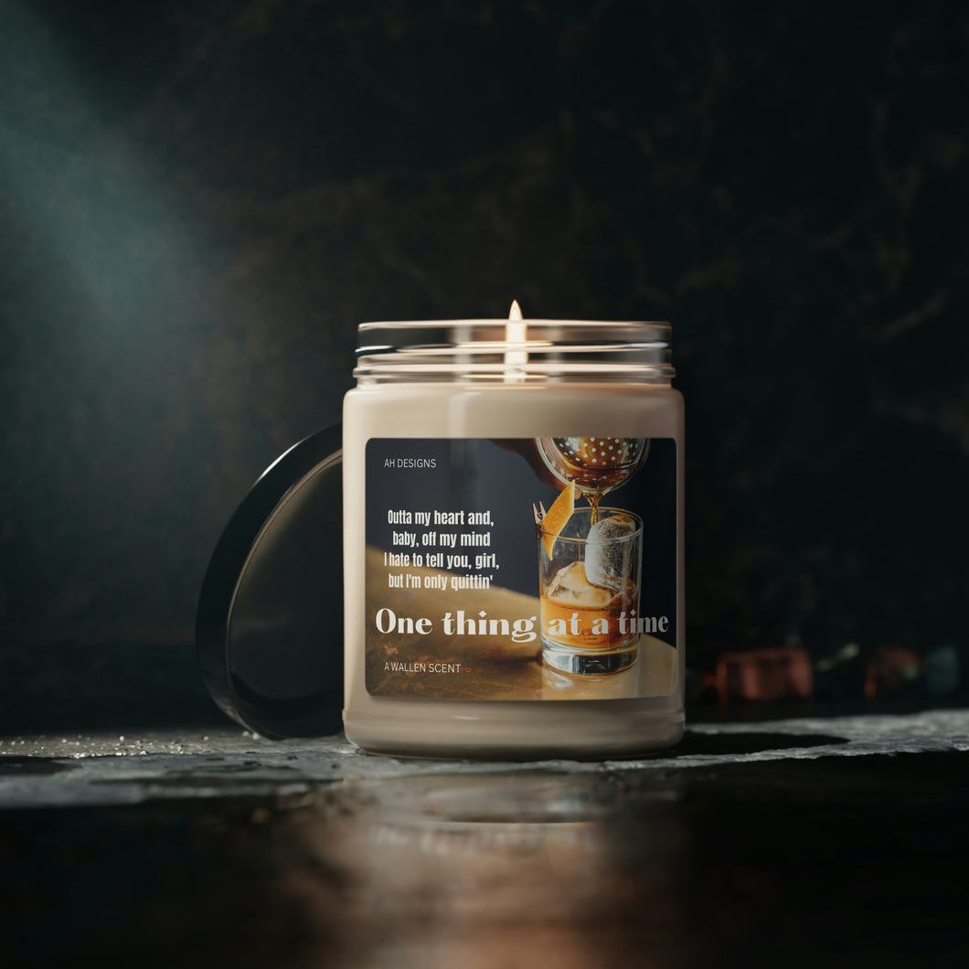 Scented Soy Candle, 9oz, Wallen candle, Country Music, One thing at a time candy, Lyrics, Music