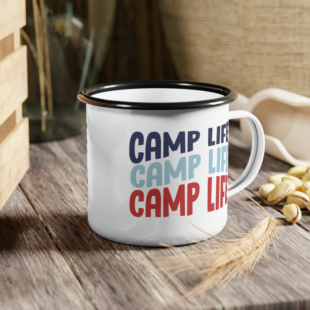 Enamel Camp Cup, Camping Mug, Camp Life Coffee Mug, Camper Mug, Gift for Campers