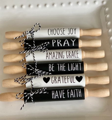 7'' Faith Tiered Tray Decor | Christian / Religious Tier Tray Decor | Tiered Tray Decor Signs | Mini Rolling pins Decor