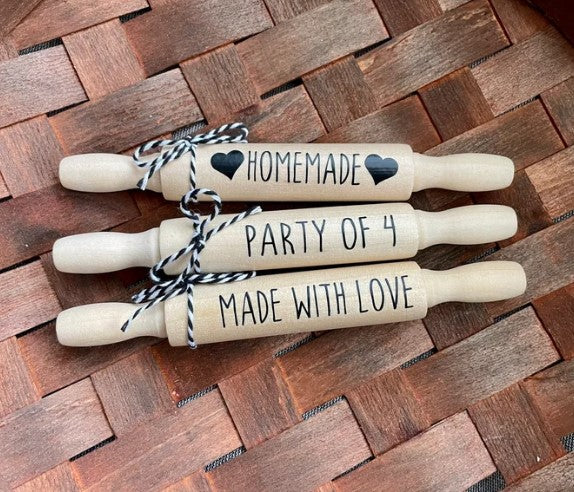 7'' Mini Farmhouse Rolling Pins | Farmhouse Tier Tray Decor | Tier Tray Decor | Mini Rolling Pins Tier Tray