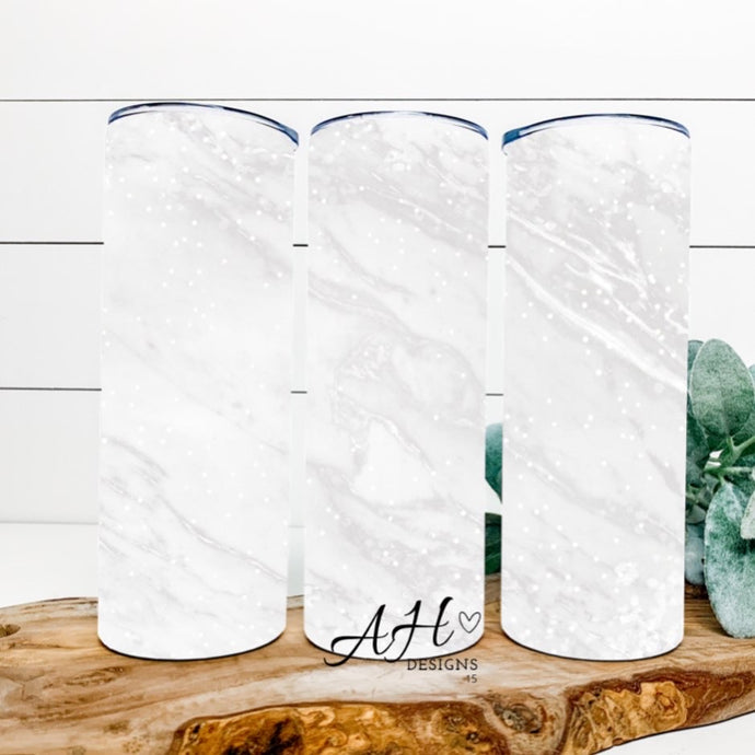 20 oz Skinny Tumbler, Marble Theme