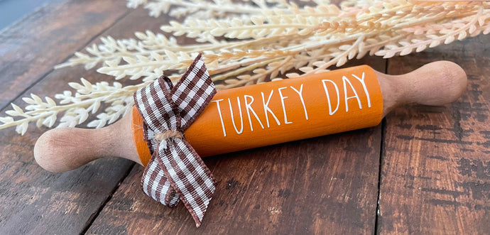 7” Thanksgiving Theme, Mini Rolling Pin, Farmhouse tier tray decor