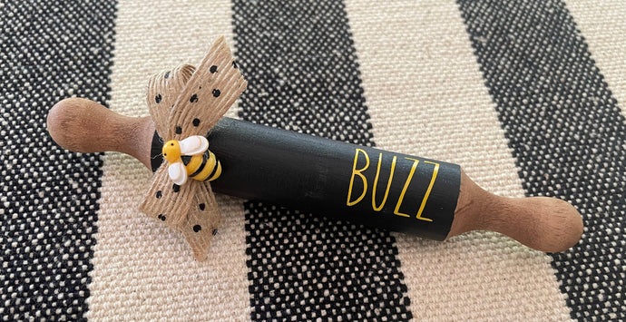 7” Honey Bee 🐝 Farmhouse Tier tray decor mini rolling pin