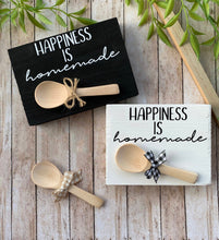 Load image into Gallery viewer, Mini Wood Signs for Kitchen Decor, Kitchen Painted Wood Block, Farmhouse Kitchen Mini Blocks, Happiness is Handmade Decor, Kitchen Tier Tray
