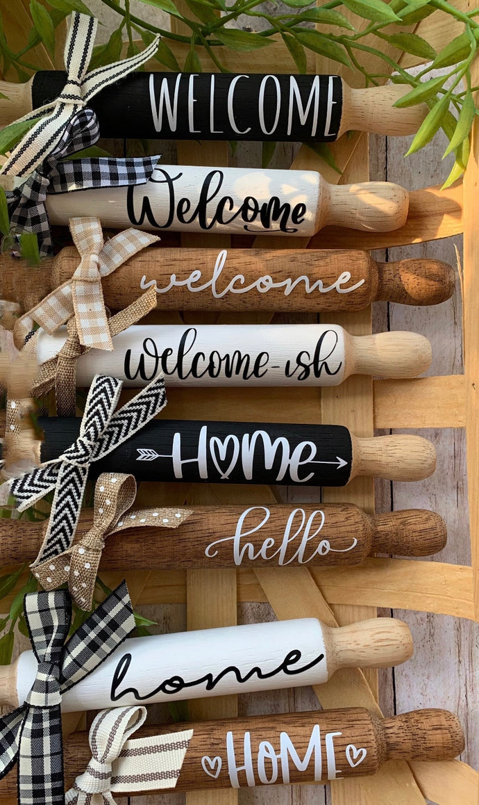 7'' Farmhouse Mini Rolling Pins, Neutral Tiered Tray Decor, Farmhouse Kitchen Decor, Custom Wood Rolling Pins, Custom Farmhouse Tray Decor