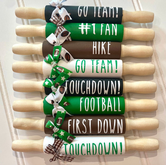 7” Football theme Rolling Pins, Farmhouse Tier Tray Decor