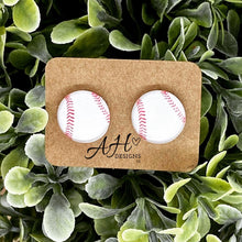 Load image into Gallery viewer, Sports themed earrings, Glass Dome Earrings
